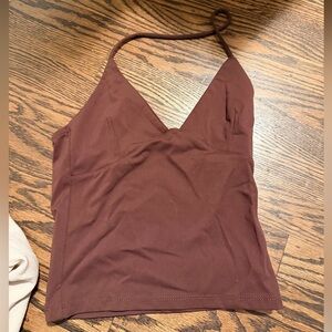 Cotton On Brown Crop halter Top xs
